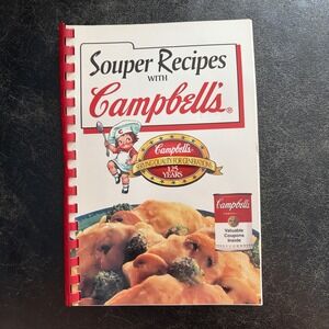 1994 Campbells Souper Recipes Spiral Bound Cookbook 90s Cottage Country VTG Red